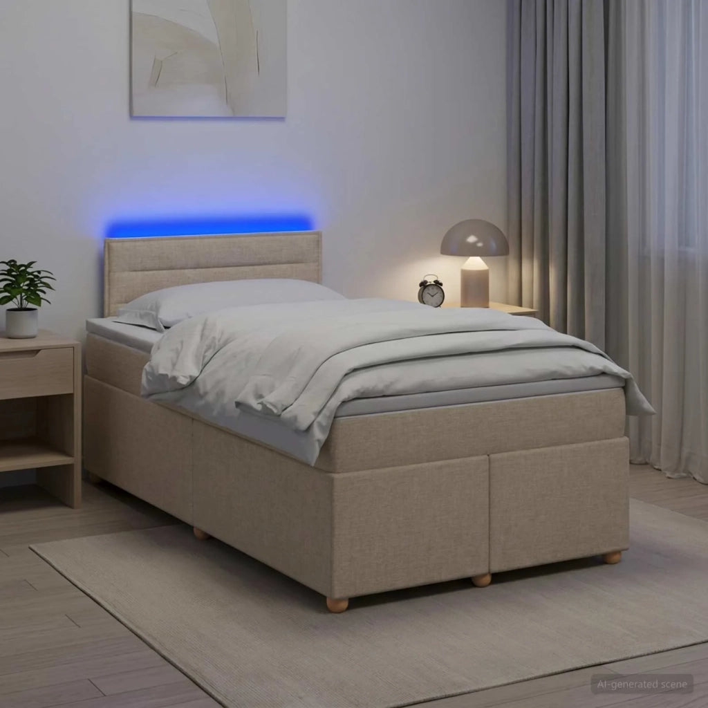 Letto box spring con materasso Crema 120 x 200 cm Tessuto 3452392