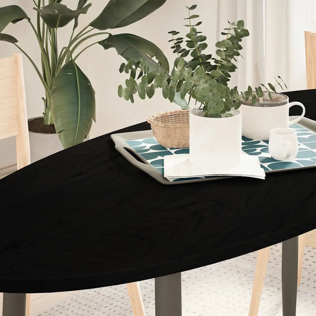 Piano Tavolo Marrone Scuro 140x60x2 cm in Rovere Massello Ovale 4009056