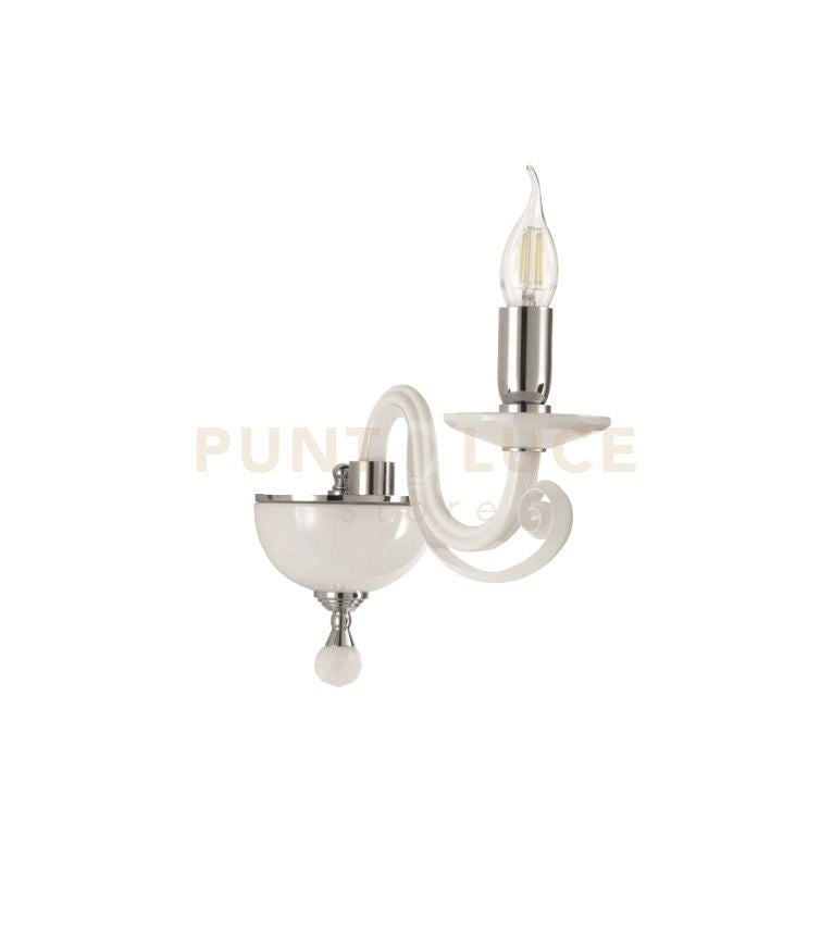 APPLIQUE CHERUBINI 1 LUCE BIANCO E CROMO ATTACCO E14 H.22CM