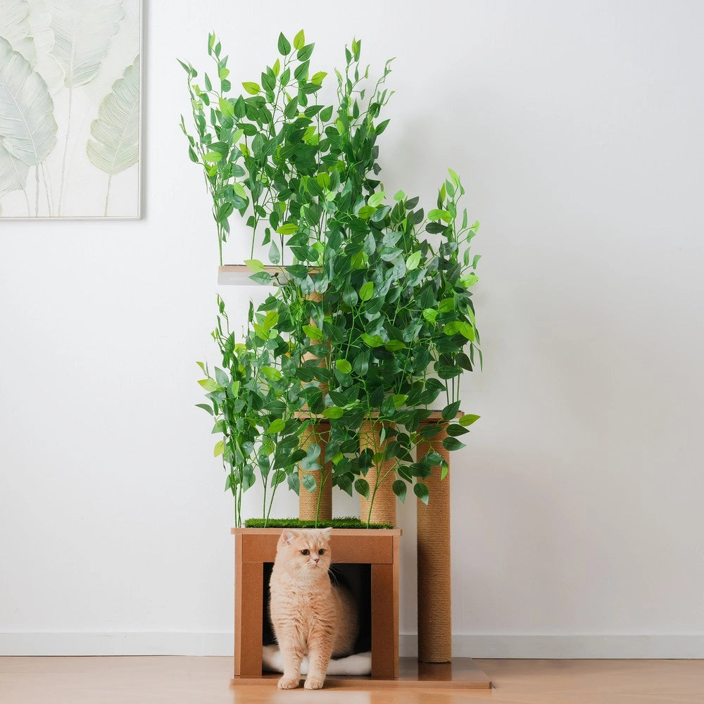 Albero tiragraffi per gatti - Zephmum- 158 cm, 3 piattaforme, fori per gatti, materiale resistente