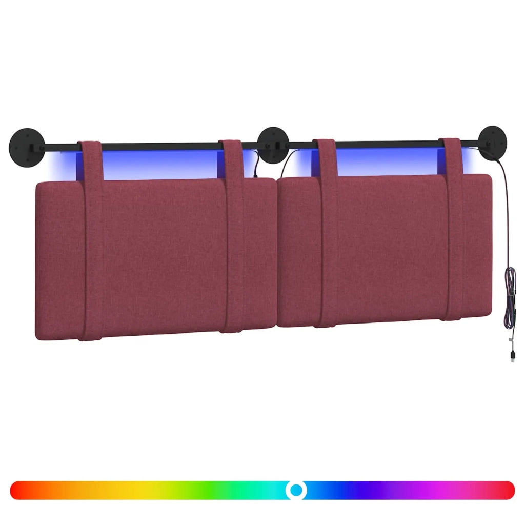 Testiera sospesa Con luce LED Rosso Vino Tessuto 3423910