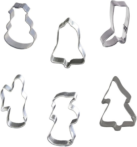 Set di stampi a forma di biscotto - in acciaio inox - ideale per biscotti, fondant e cioccolatini - tema natalizio (6 pezzi) - Prodotto in Germania