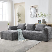 Divano angolare 250x158x60 cm senza installazione in chenille grigio