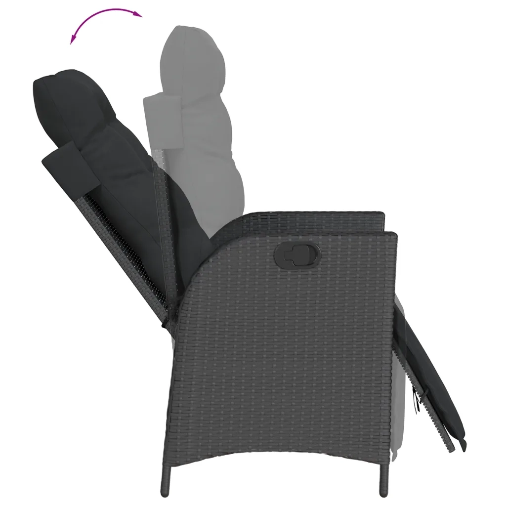 Set da Pranzo da Giardino 5 pz Nero con Cuscini in Polyrattan 3213402