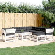 Set Salotto Giardino 8pz con Cuscini Bianco Legno Massello Pino