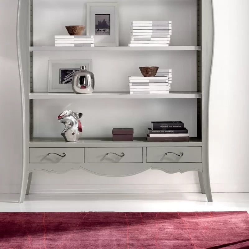 Libreria classica in legno 3 cassetti grigio/bianco 151x47x204 (1383) - Mobili 2G