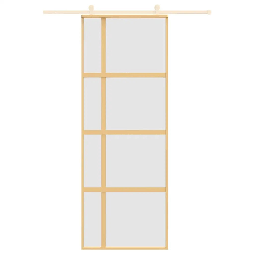 Porta Scorrevole Dorata 76x205 Vetro Smerigliato ESG Alluminio 155193