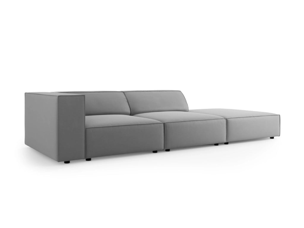 Cosmopolitan Design - Divano destro "Arendal" 4 posti in velluto grigio chiaro 