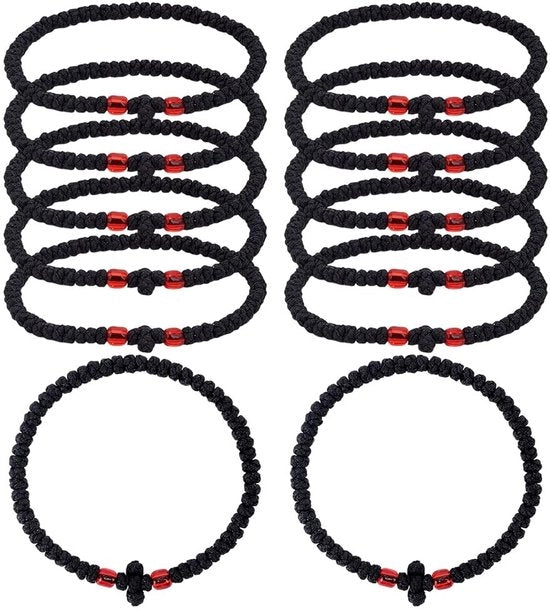 Accessori per decorazione personale - 12 pezzi - Bracciali a croce manufatti - Decorazione cristiana - Cordoni intrecciati - Utilizzo personale - 4 mm di larghezza - Bracciale