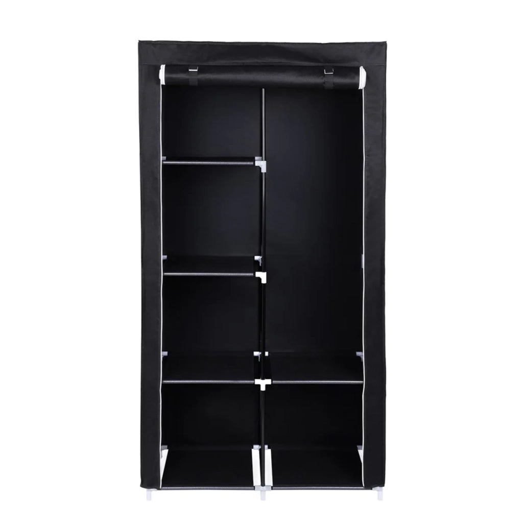 Armadio contenitore 170 x 88 x 45 cm in tessuto non tessuto appendiabiti nero 12_0004001