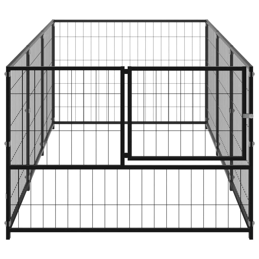 Recinto per animali da esterno per cani recinto per animali nero 3 m² acciaio 02_0000519