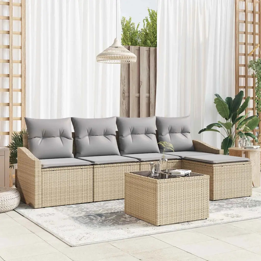 Set di divani 6 pcs Beige e Grigio Chiaro polyrattan 3355359