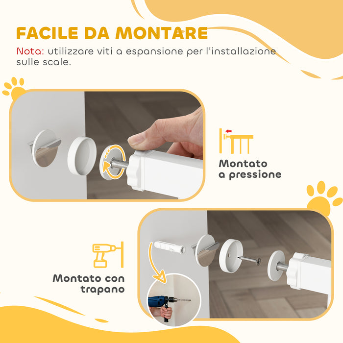 Cancelletto di Sicurezza per Cani e Gatti Estensibile 75-85x76cm Acciaio Bianco