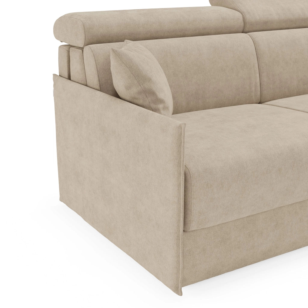 Miryam Divano letto con poggiatesta reclinabili e comfort maxi - design compatto in morbido tessuto smacchiabile T31 189 cm beige