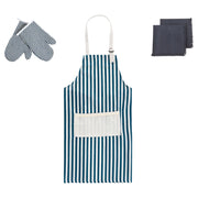 Set da cucina Grembiule Guanti da forno Panni da cucina blu tessili da cucina