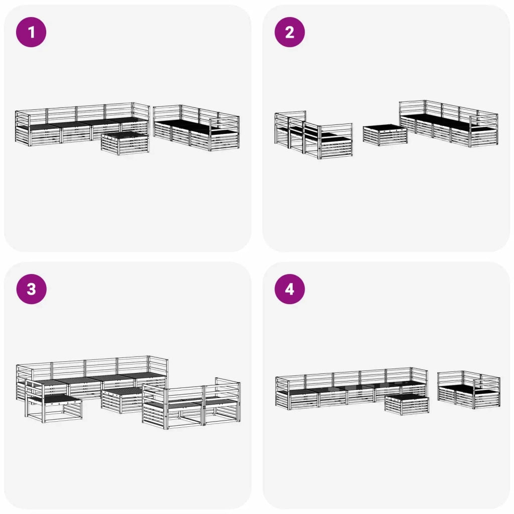 Set di divani da esterno 8 pcs Naturale
