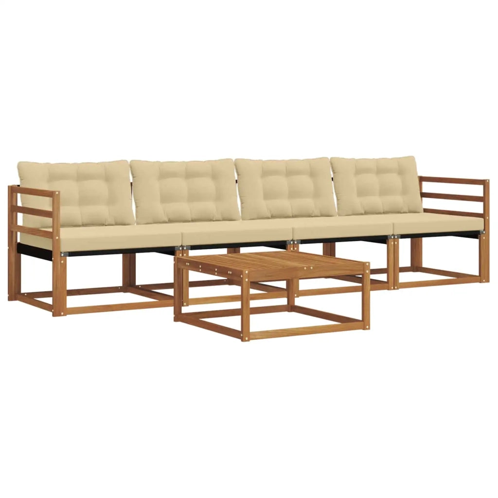 Set di divani da esterno con cuscino 5 pcs Naturale e Beige 3369160