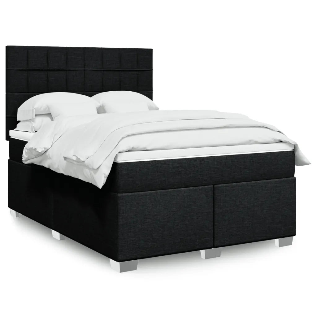 vidaXL Giroletto a Molle con Materasso Nero 140x190 cm in Tessuto