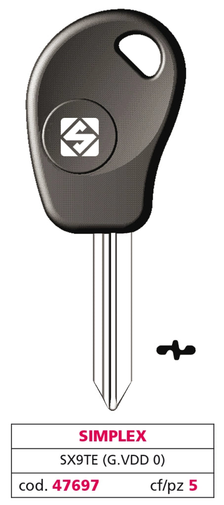Silca CHIAVE PER AUTO SX9TE (G. VDD 0) SIMPLEX 5.00 pz