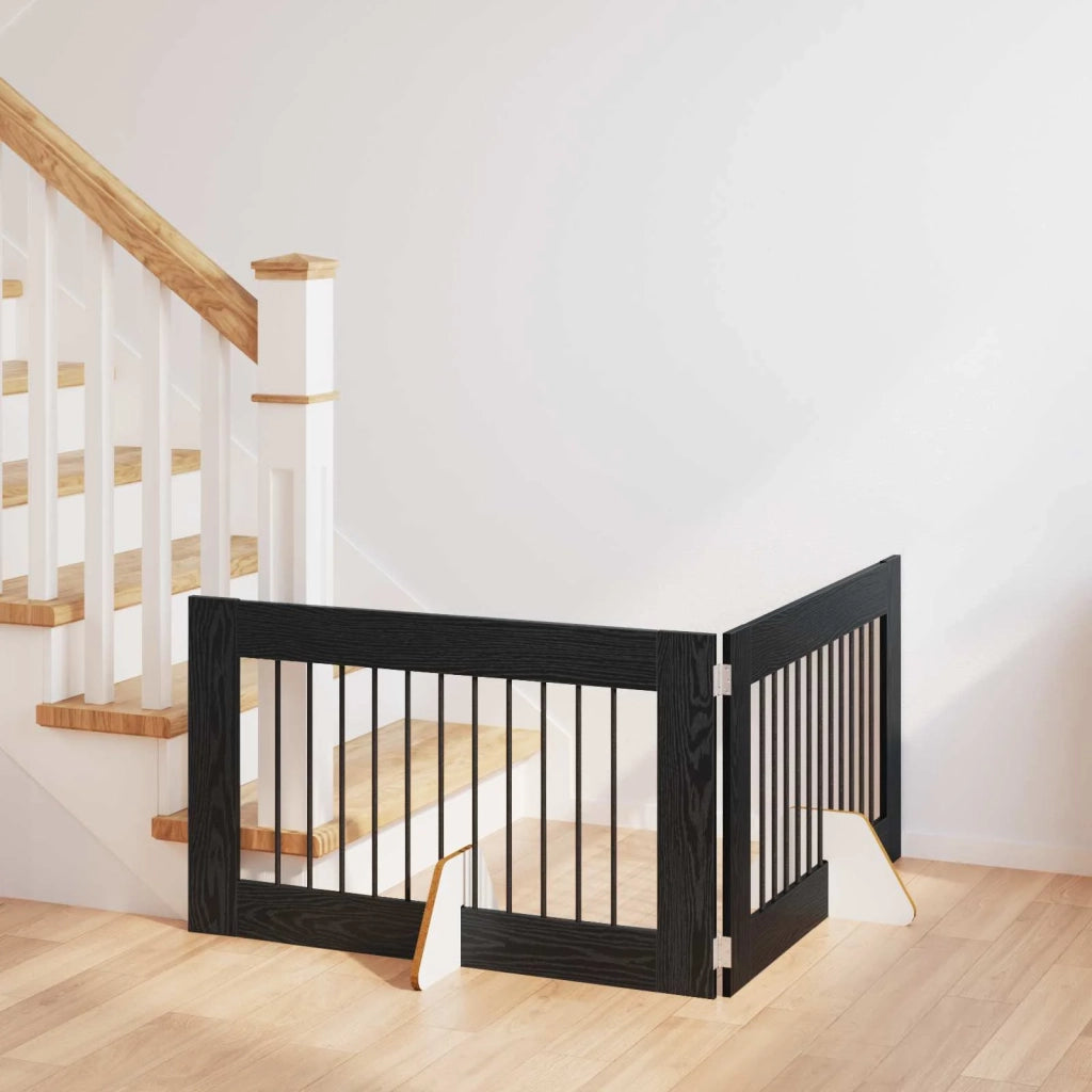 Cancello per cani con supporti 2 pz Rovere Nero 100 x 60 cm CFW9668941
