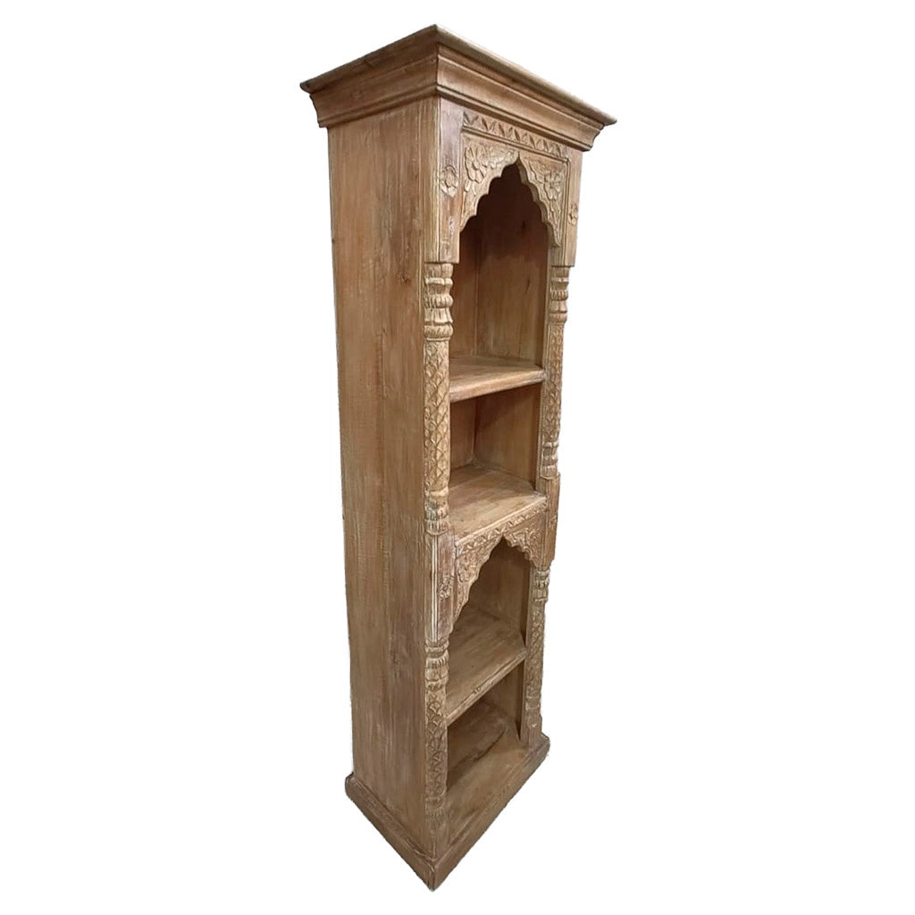 Libreria in legno con finitura artigianale marrone, 57x38x180h cm