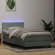 Letto a Molle con Materasso e LED Grigio Chiaro 90x220 cm Velluto 3316911