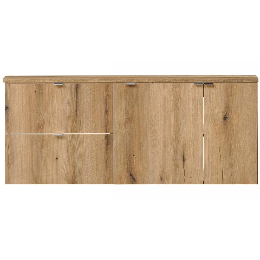 Set Sottolavabo NEWPORT Mobile a 2 Cassetti Armadio Stretto Armadio a 2 Ante Piano di Lavoro - Effetto Rovere [en.casa]