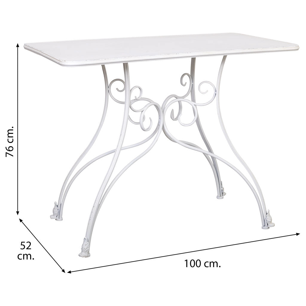 Mobile da ingresso in metallo invecchiato bianco 100x52x76
