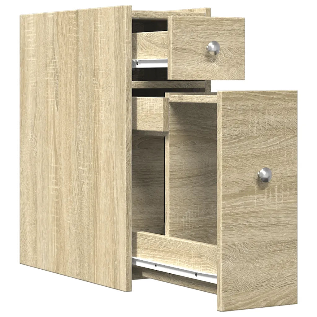Mobiletto da bagno stretto su ruote 21,5 x 50 x 60 cm spazio ottimizzato per riporre oggetti stile classico legno di rovere Sonoma ingegnerizzato 02_0050657