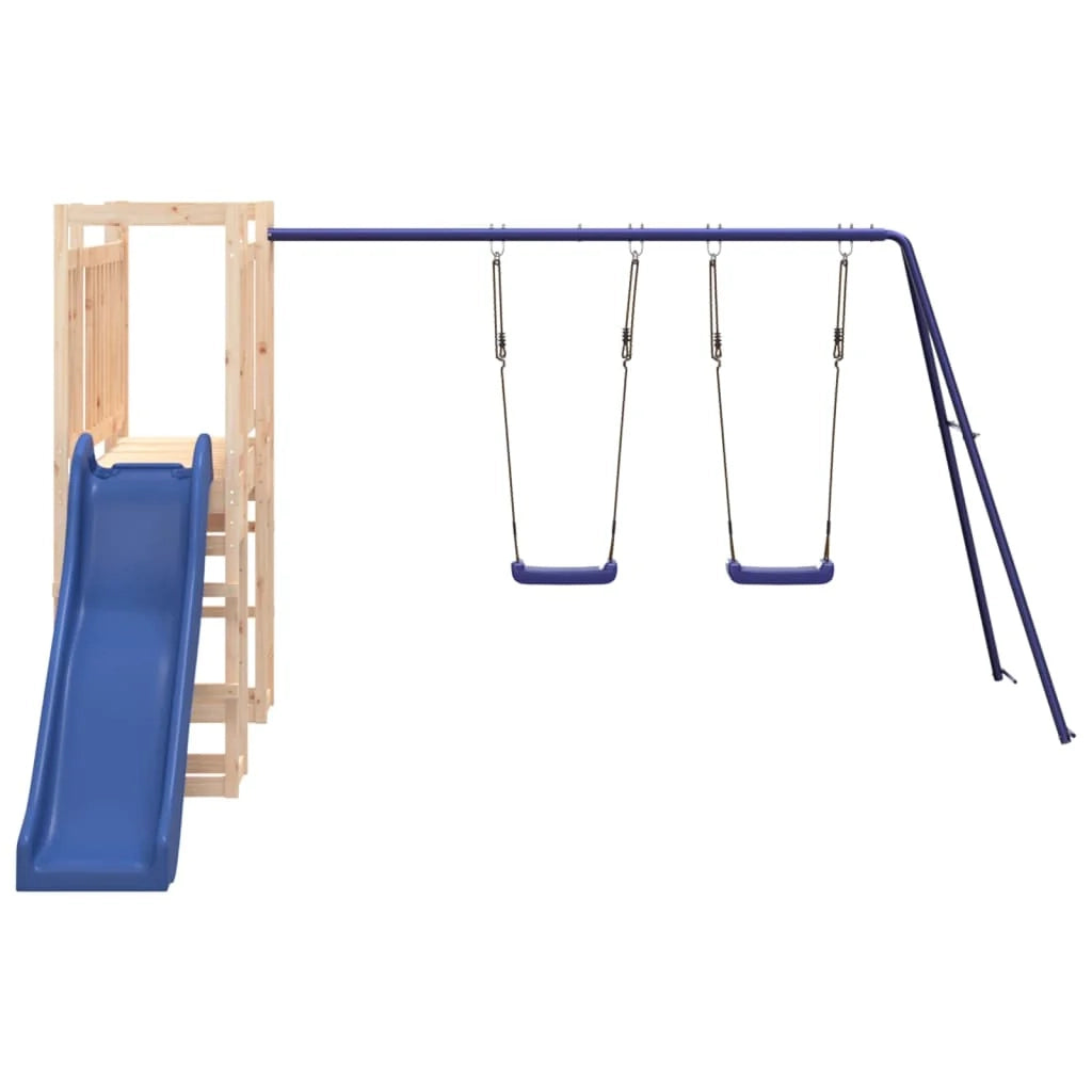 Altalena per parco giochi all'aperto scivolo altalena robusta giochi da giardino 53 x 397 x 169 cm legno di pino massiccio 02_0004809