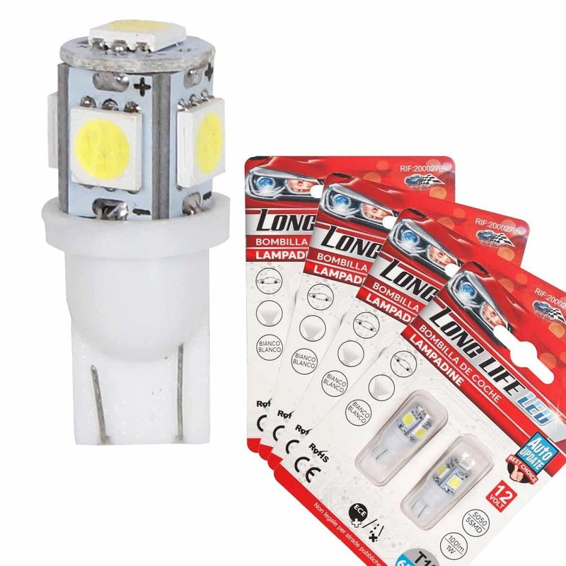 8 Pezzi Lampada Led 28mm 12V Luce per Auto T10 W5W 5 SMD 5050 1W 100lm Lampadina 194 168 Bianco Freddo 6500K
