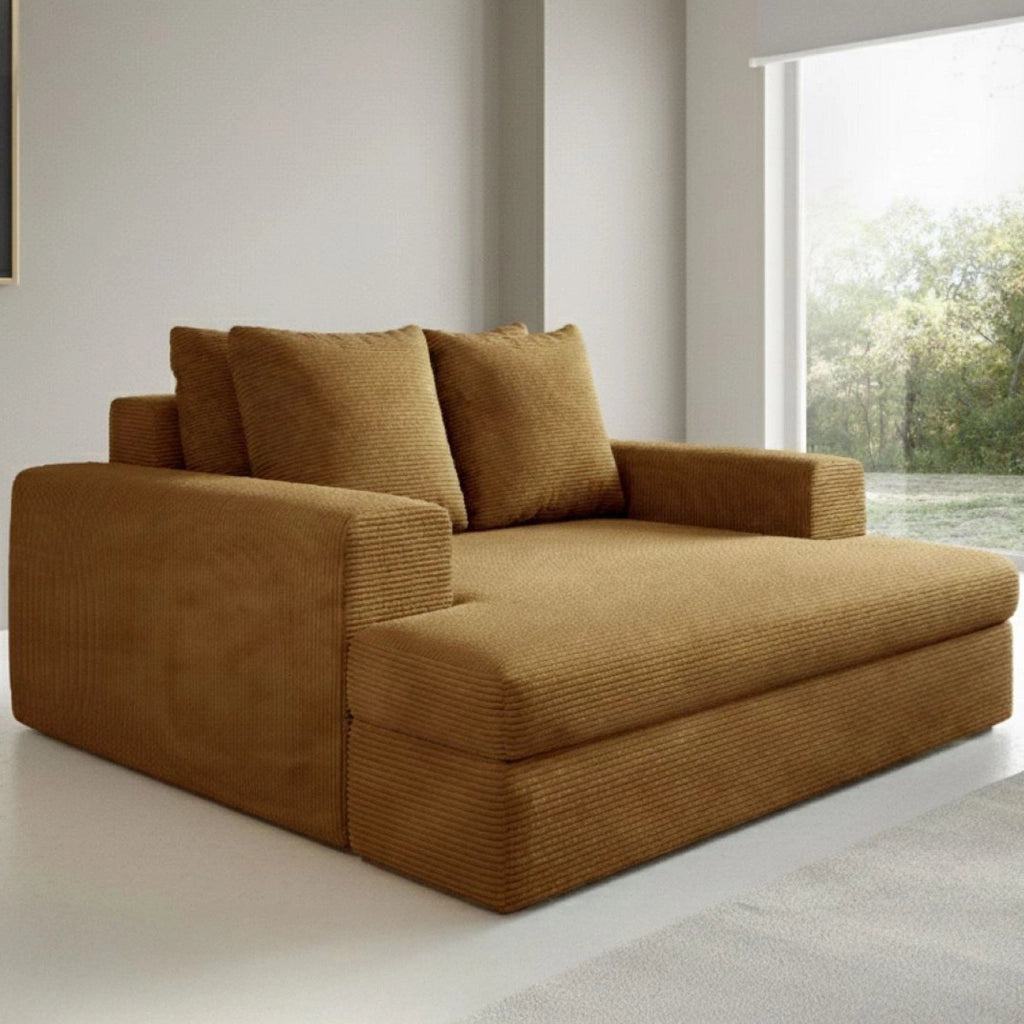 Comazzo, Divano Fisso 2 Posti Cuscini Sfoderabili, 162x167x86h cm Giallo Ocra