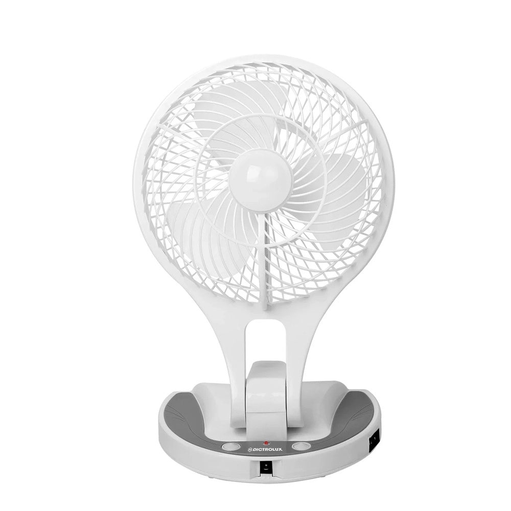Trade Shop - Ventilatore Portatile Ricaricabile 8w 2 Velocità Con Luce Led Parete Scrivania Campeggio -