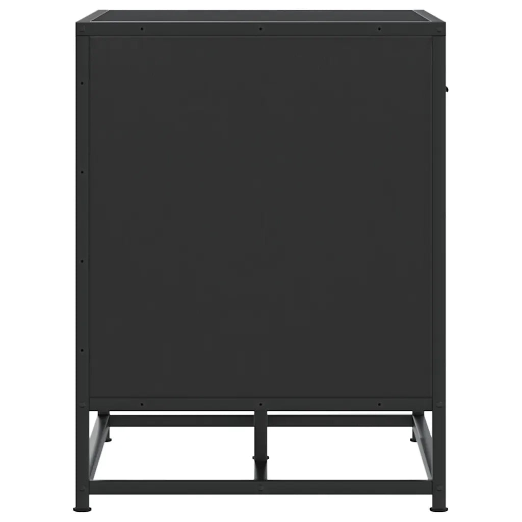 Panca Portaoggetti Nera 60x40x53,5 cm Multistrato e Metallo 849219