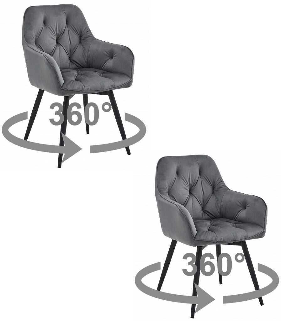 VALORA LUKK360 Sedia girevole in velluto grigio scuro x2