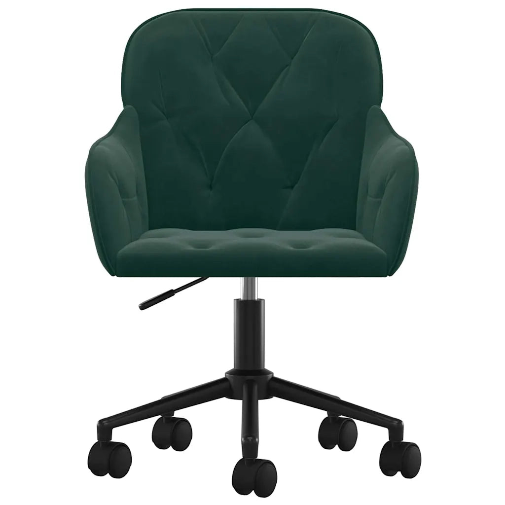 Sedia da Ufficio | Sedia da Gaming Girevole Verde Scuro in Velluto