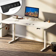 Scrivania Elettrica Regolabile in Altezza, Tavolo Motorizzato Alzabile con Console di Comando e Tasti di Regolazione, Gancio Supporto Cuffie, Standing Desk (Bianco, 160 x 75 x 72-117 cm)