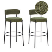 Set di 2 sgabelli da bar Verde Scuro Senza braccioli Gambe in acciaio nero Boucle Design moderno Sedute per la sala da pranzo