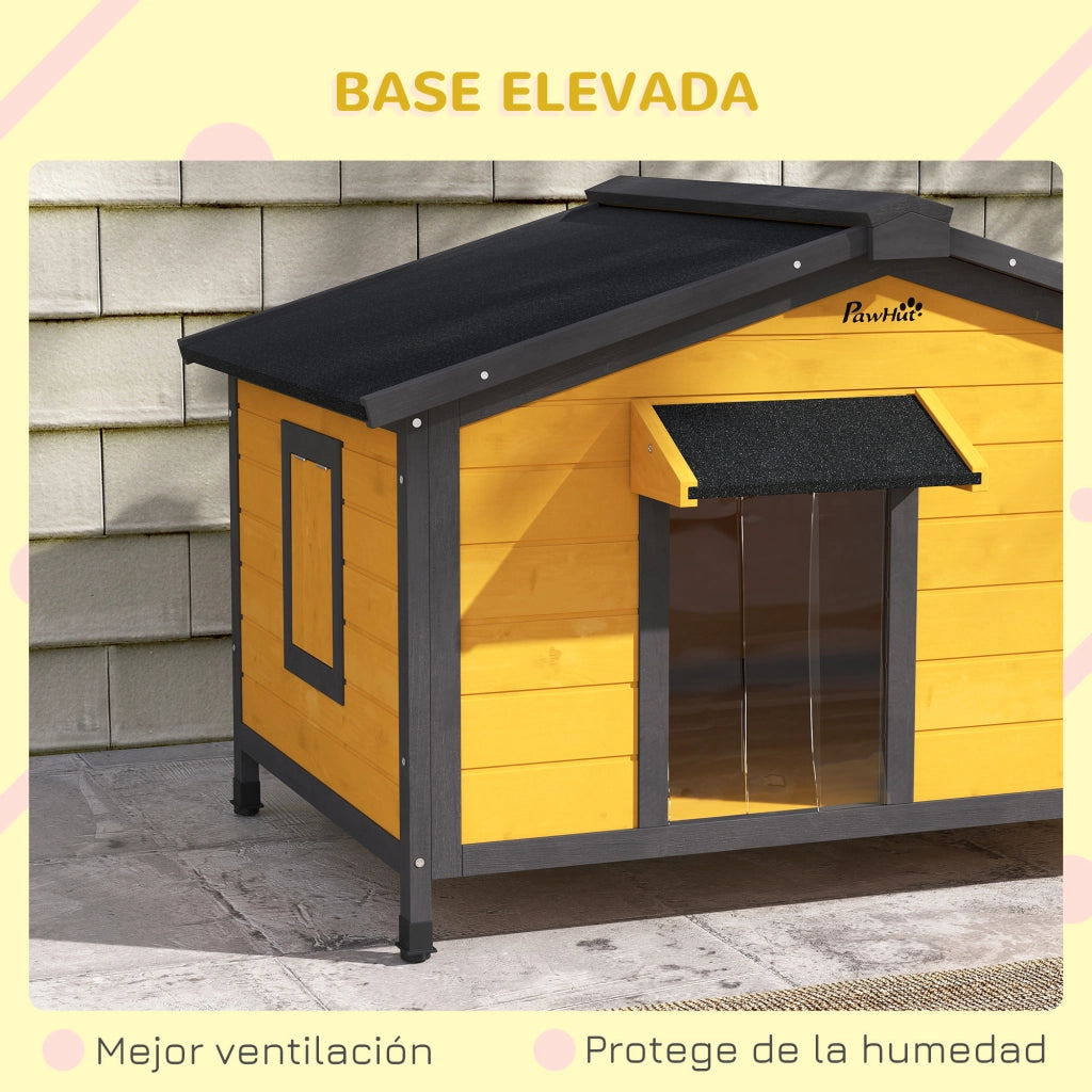 Casetta per Cani Esterno con Tetto Asfaltato ¨C zephmum ¨C Legno Naturale 97x72x65 cm