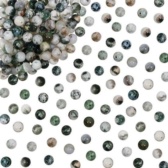Kralen 100 pezzi - Naturale Perle di Legno Verde - 6 mm - Cristalli di Cristallo - Per Gioielleria Fai-da-te - Progetti di Ricamo Creativi