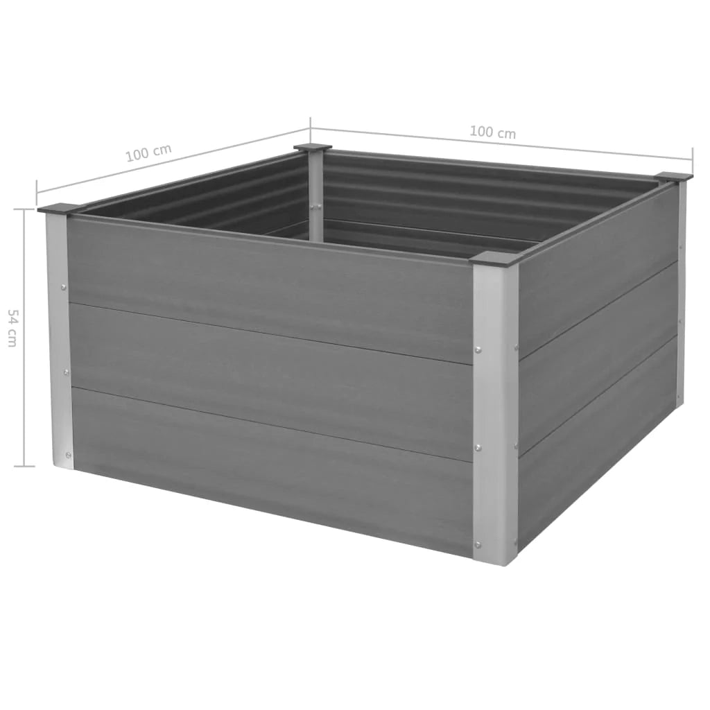 Fioriera rialzata per piante e fiori giardino WPC 100 x 100 x 54 cm grigio 02_0001235