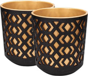 Set di 2 Vasi Decorativi a Matita con Sezione a Croce Nero/Oro