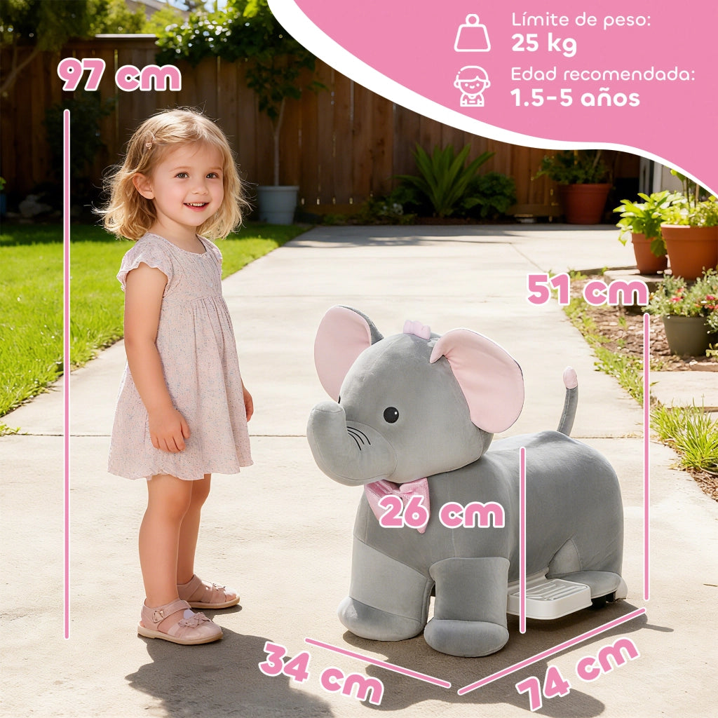 Elefante Giocattolo con Musica e Luci ¨C zephmum ¨C Grigio 6V