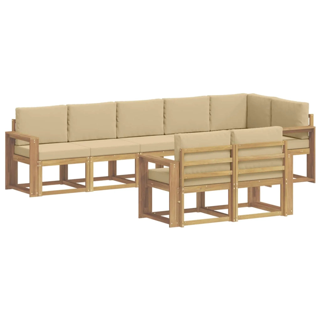 Set di divani da esterno 8 pcs Bianco e Beige Poliestere 3387812