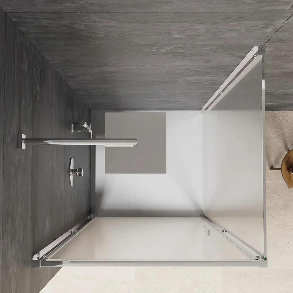 Box doccia slim 80x80cm con porta a battente e parete fissa profili cromati e vetro 6mm opaco h190| Portofino