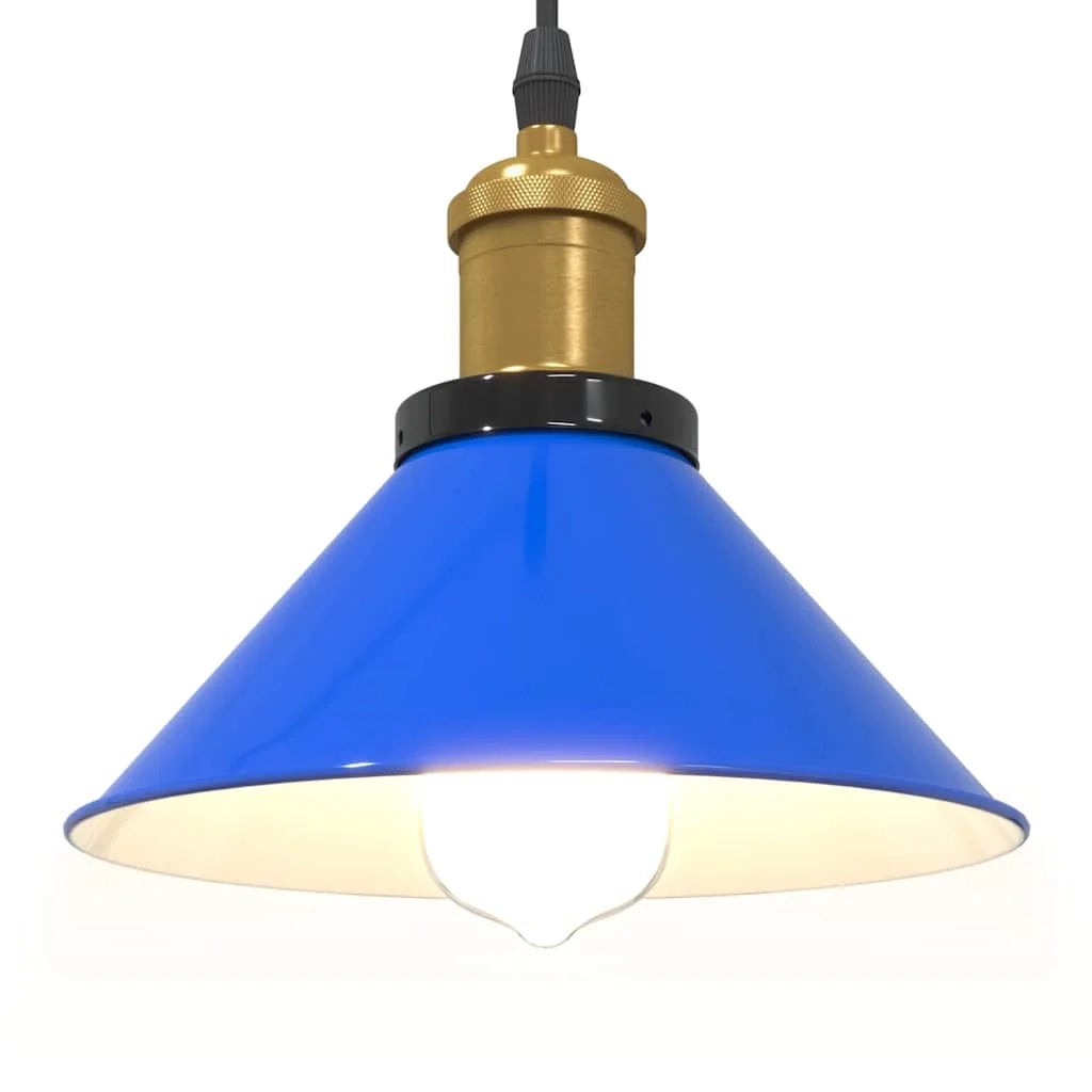 Lampada a sospensione vintage regolabile 22 x 10 cm design moderno per cucina o soggiorno metallo blu scuro 02_0058011