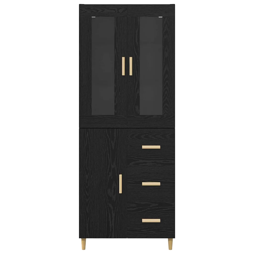 Credenza | Madia | Buffet da pranzo | Armadio da pranzo Rovere Nero 34,5 x 34 x 180 cm Legno multistrato