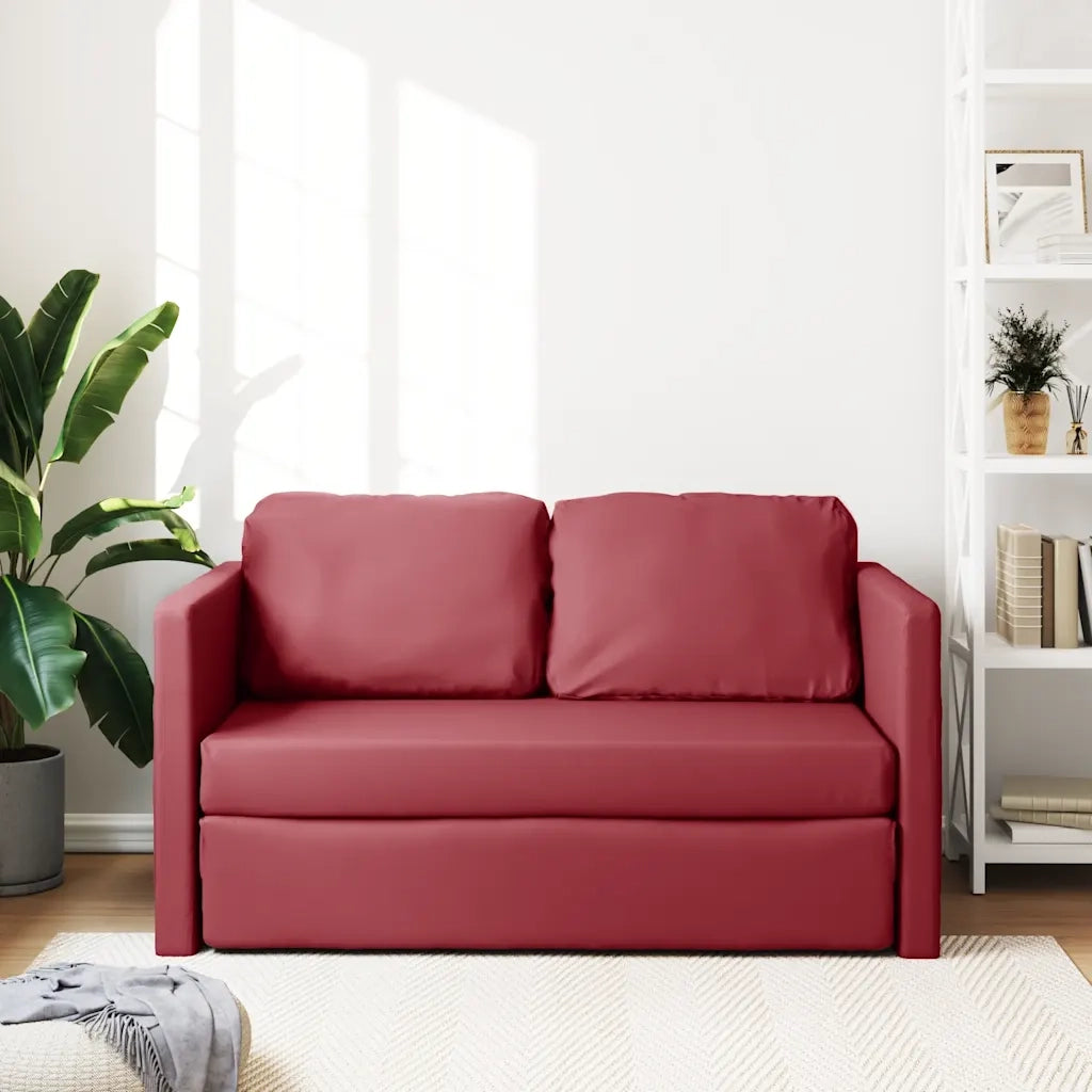 Divano letto | Sof¨¤ letto | Letto singolo da Terra 2 in 1 Rosso Vino 112x174x55cm Similpelle