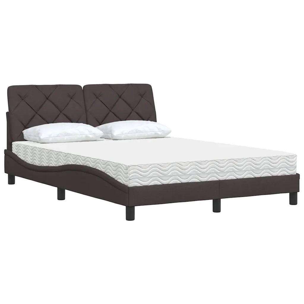 Letto con Materasso Marrone Scuro 140x190cm Tessuto 3310737