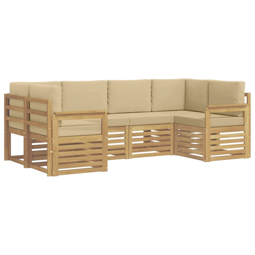 Set di divani da esterno 5 pcs Bianco e Beige